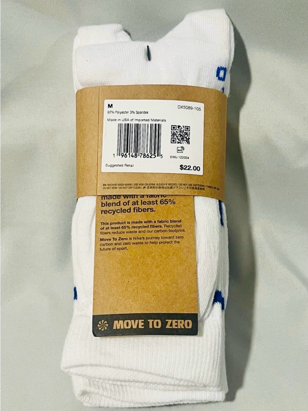 Nike Everyday Essential Crew Socks - White/Blue - Picture 4 of 5